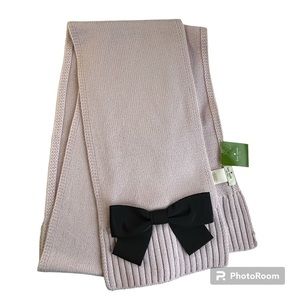 Kate Spade New York Pink Scarf with Black Grosgrain Bow NWT